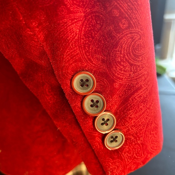 Van Heusen Studio Red Paisley Blazer 46R 100% Cotton - Picture 8 of 12